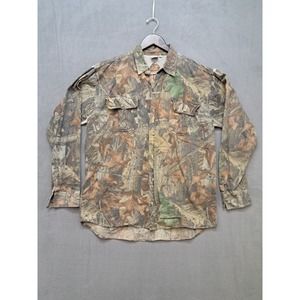Walls Mens Camo Vented Fishing Hunting Shirt Button Up L Brown